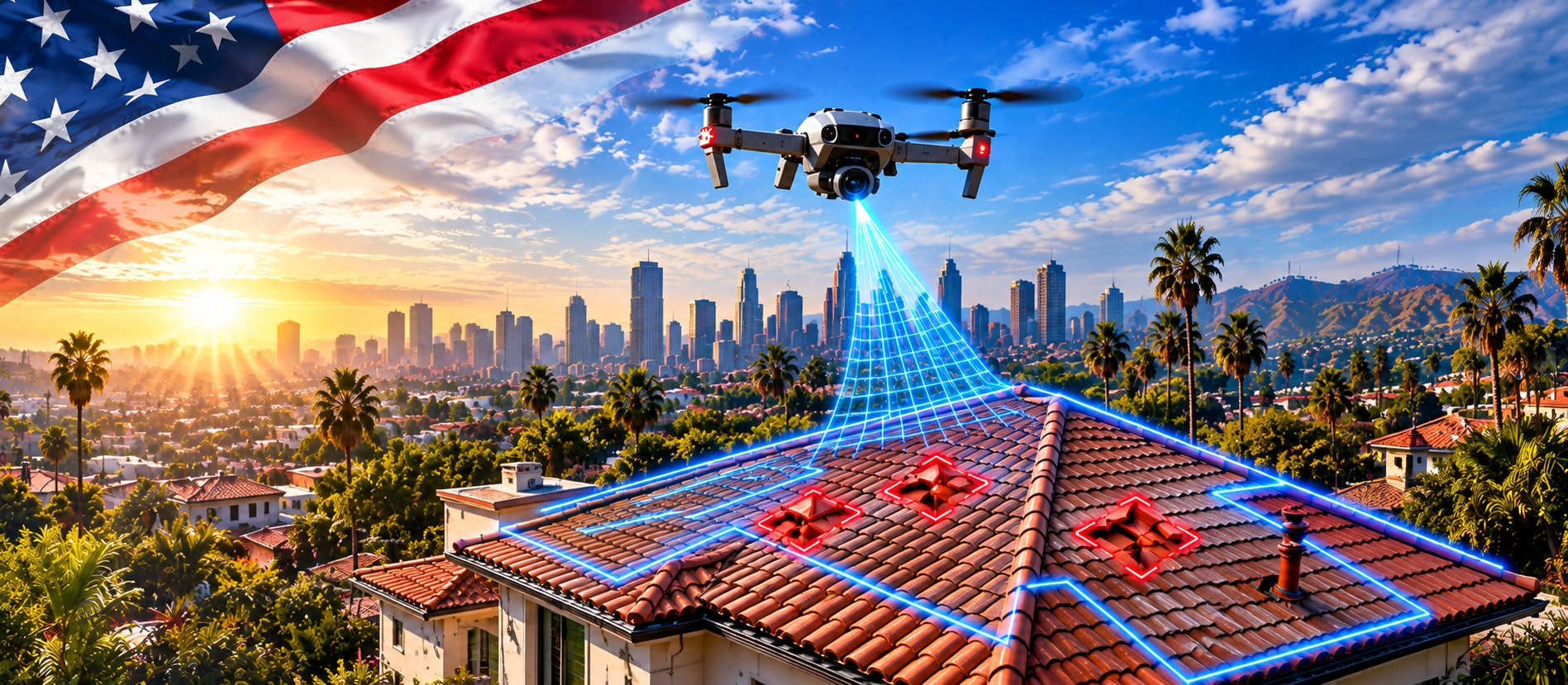 Drone roof inspection over Sunland &mdash; Sunland Roofing