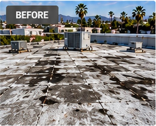 Weathered Excelsior flat roof before coating