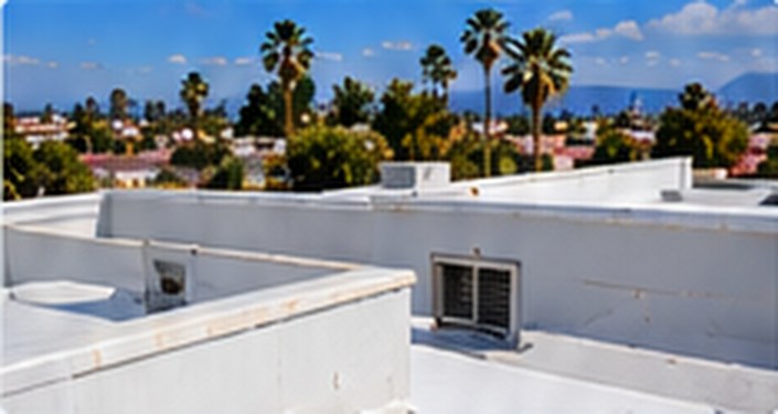 Apartment building roof after coating