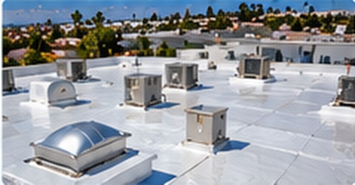 Industrial building roof with reflective coating
