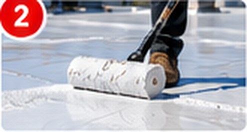 Rolling primer onto the roof surface