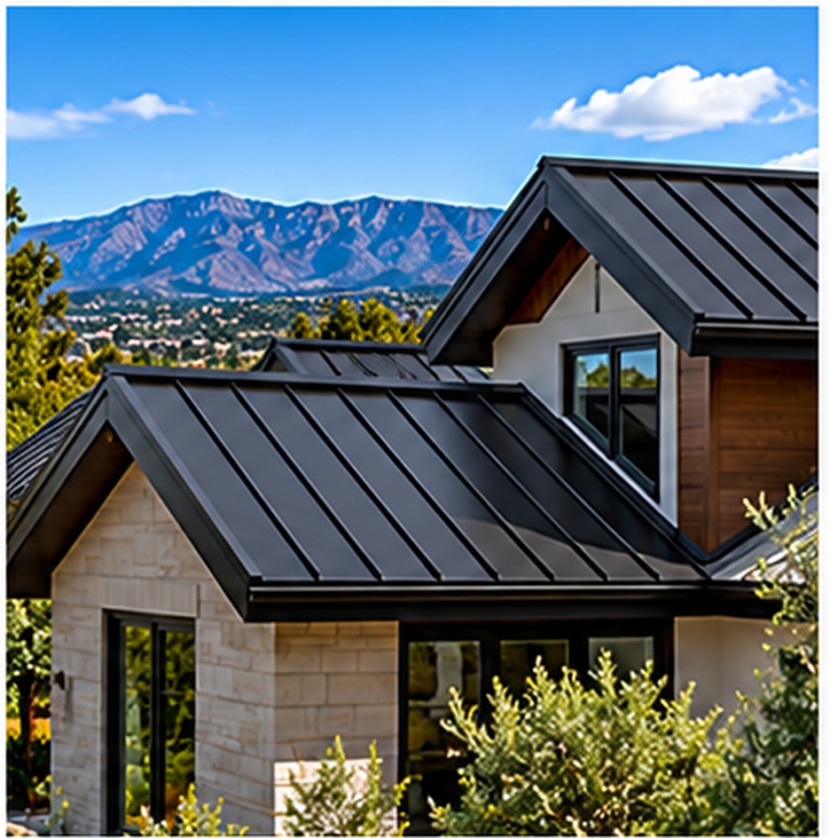 Standing seam metal roof below the mountains &mdash; Metal Roofing Montebello