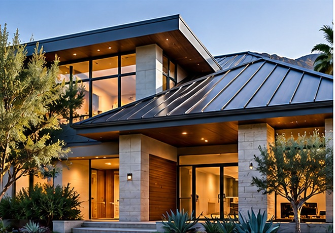 Modern home with a standing seam metal roof &mdash; Metal Roofing Montebello