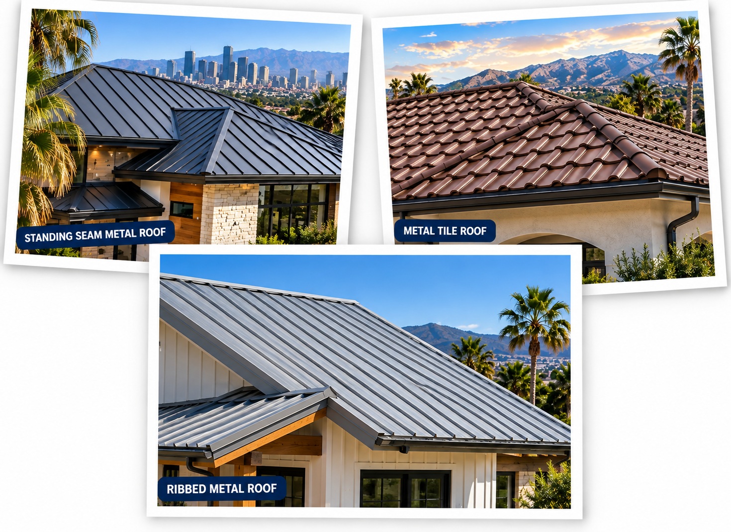 Standing seam, metal tile and ribbed metal roofs on Southern California homes &mdash; Metal Roofing Montebello