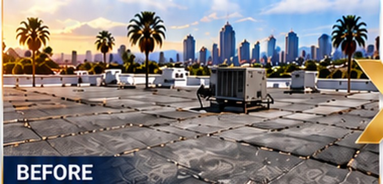 Weathered flat roof before torch down — Hermosa Beach Roofing