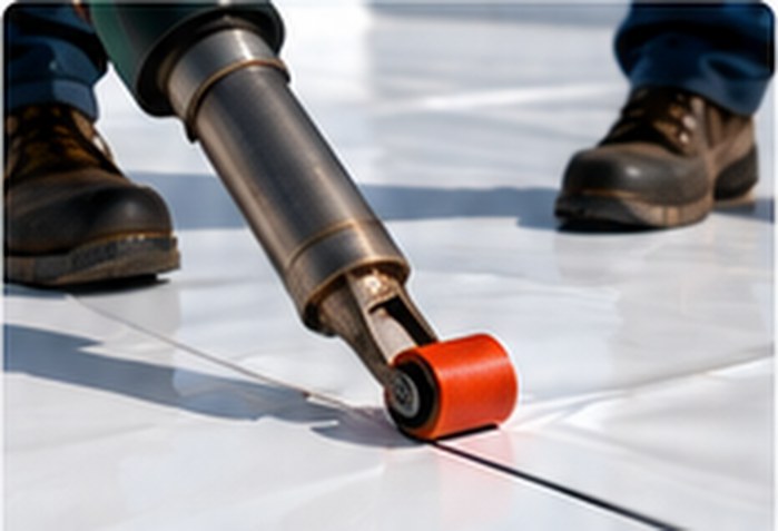 Heat welding a TPO seam &mdash; TPO Roofing Los Angeles